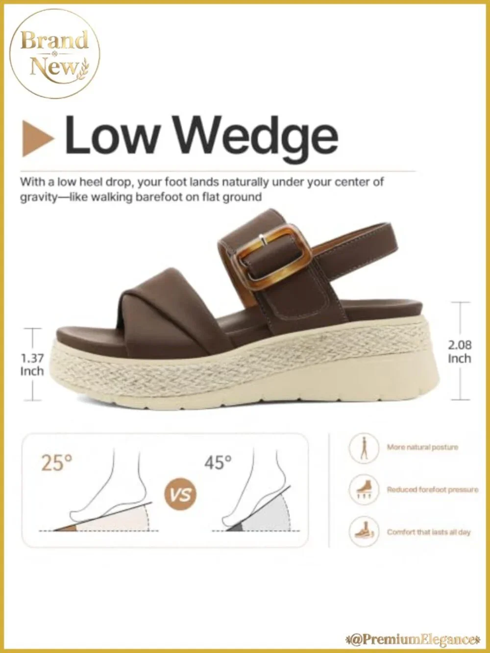 Women's Orthopedic Low Wedge Platform Sandals Arch Support Espadrille